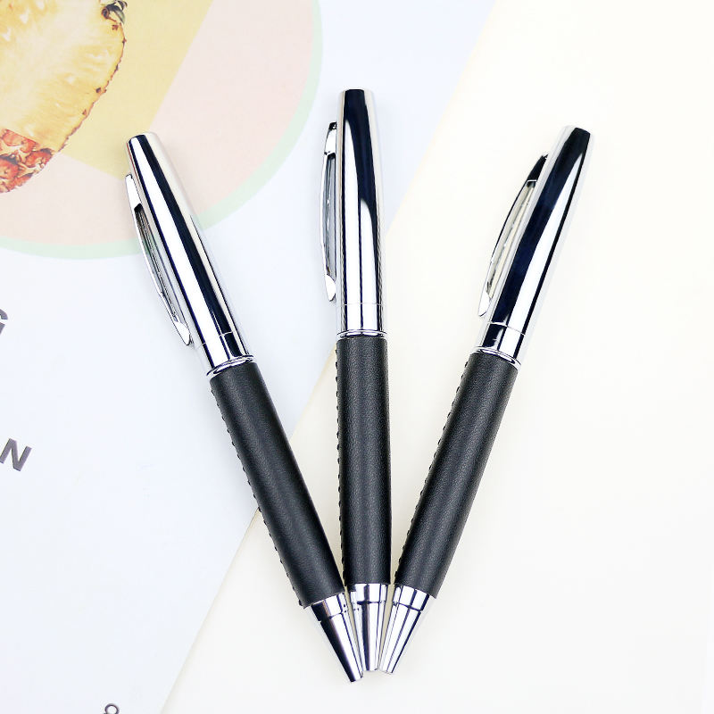 M014 Luxury Metal Pen With Leather Wrapped Ballpoint Pen