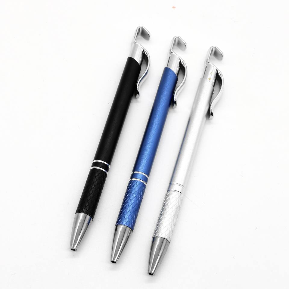 M021 Matte Metal Ball Pen with Curve Clip Office Metal Pen with Phone Holder