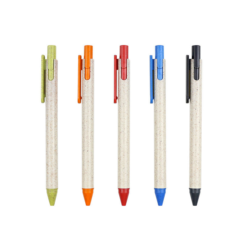 E010 Eco-friendly Material Promotional Ball Pens Click Wheat Straw Ball Pen