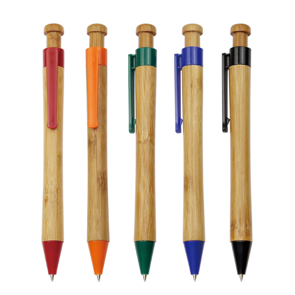 E016 Bamboo Pens Gift Multicolor Clip 0.5mm Bamboo Pen Set with Printed Logo