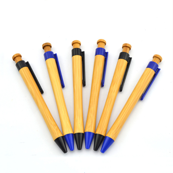 E016 Bamboo Pens Gift Multicolor Clip 0.5mm Bamboo Pen Set with Printed Logo