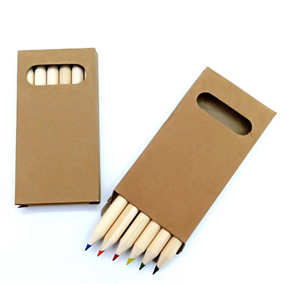 PC013 Promotional 3.5 Inch Pencils Mini Colored Pencil Set with Custom Logo Packed in Kraft Paper Box Hexagonal Wood Student Pencil